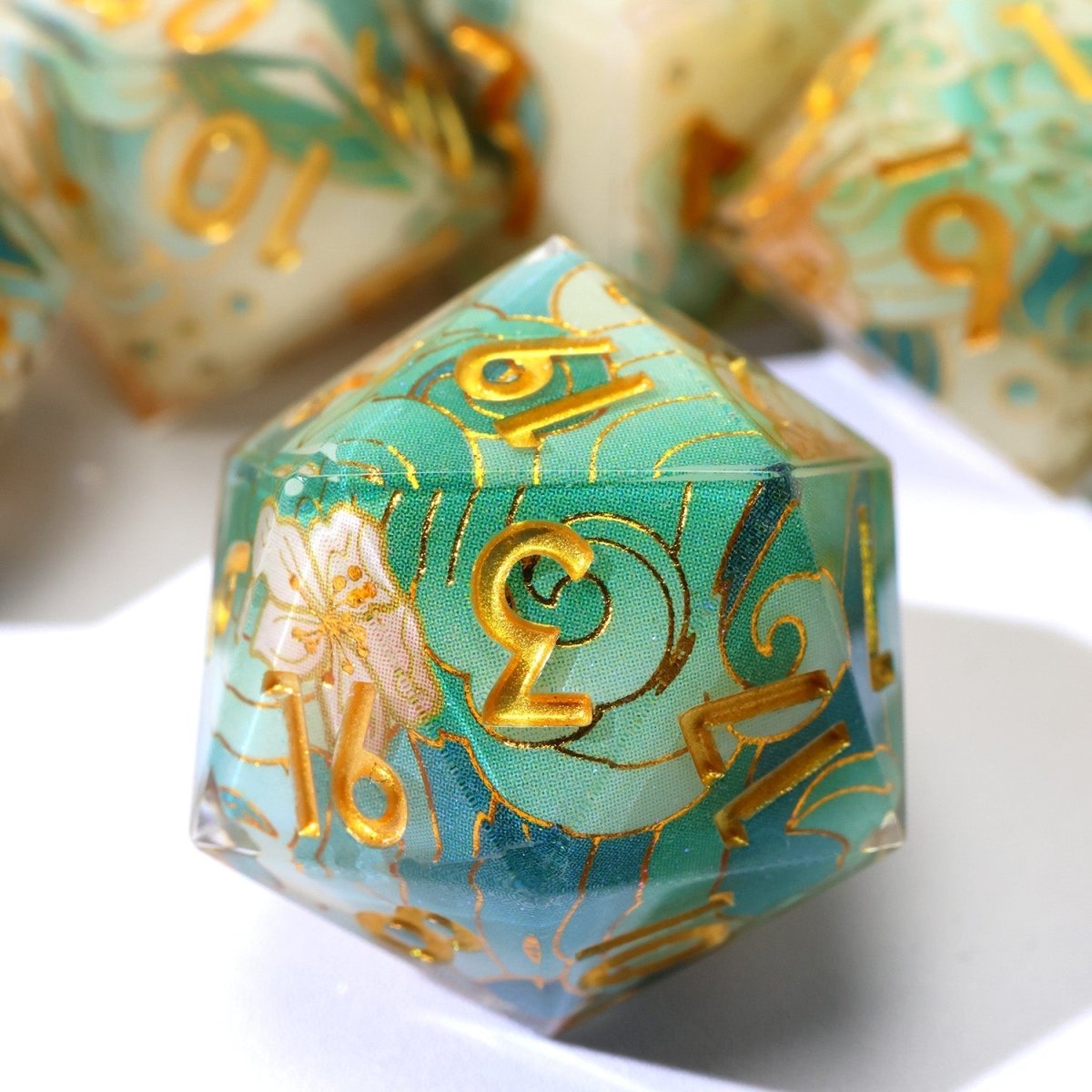 Emerald Tide | Art Core Dice | 7 Piece Set - Tabletop Dominion - We Print Miniatures