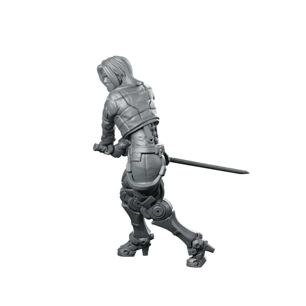 Emi 02 Cyberpunk Miniature Stealth Operative Katana Fighter Miniature 360 Spin 01