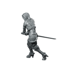 Emi 02 Cyberpunk Miniature Stealth Operative Katana Fighter Miniature 360 Spin 01