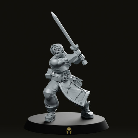 Erika Red Wielding A Sword - CastNPlay - We Print Miniatures
