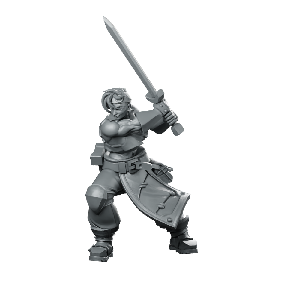 Erika Red Wielding a Sword Miniature Dynamic Female Miniature 360 Spin 01