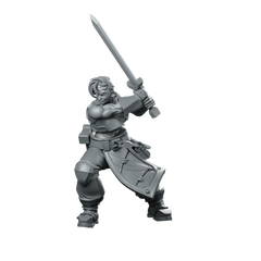 Erika Red Wielding a Sword Miniature Dynamic Female Miniature 360 Spin 01