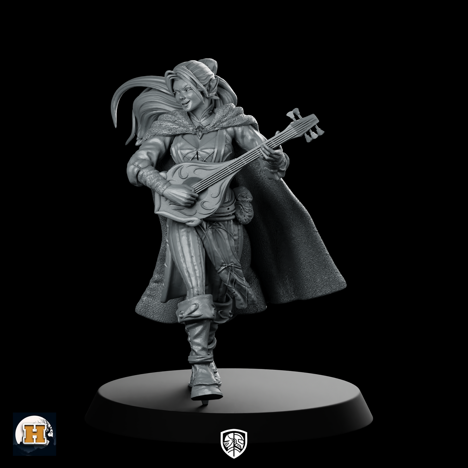 Etnice Miniature Female Bard Lute Adventurer Fantasy RPG