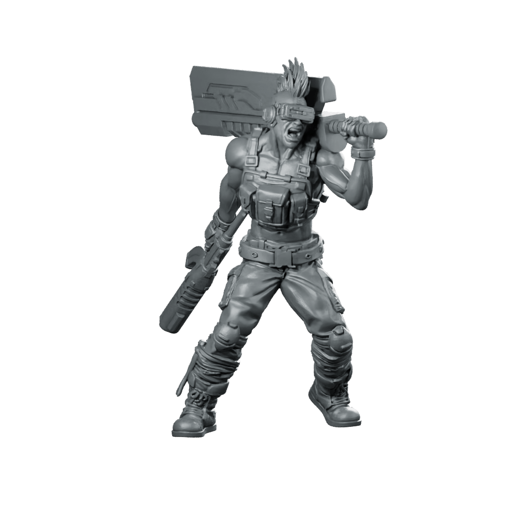 Ex Soldier Techno Punk Junrey Miniature Cyberpunk Brawler - Papsikels Miniatures - We Print Miniatures