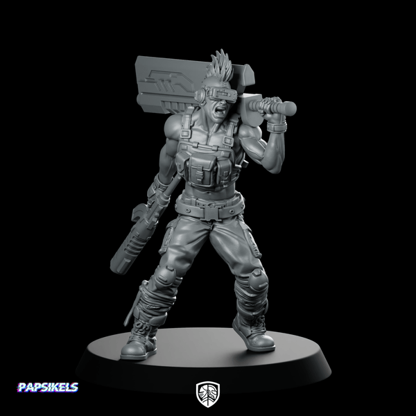 Ex Soldier Techno Punk Junrey Miniature Cyberpunk Brawler - Papsikels Miniatures - We Print Miniatures
