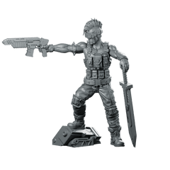 Ex Soldier Techno Punk Yeriko Miniature Cyberpunk Gunfighter - Papsikels Miniatures - We Print Miniatures
