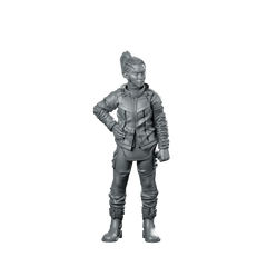 Ex Vtol Pilot Female Operative Civilian Resin Miniature 360 Spin 01
