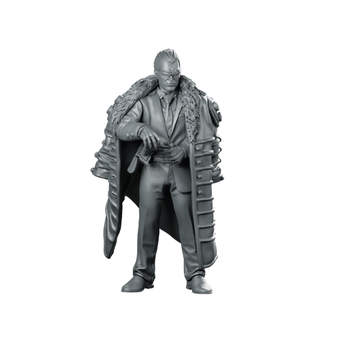 Eyahashi Cyberpunk Yakuza Miniature Revolver Cloak Boss Miniature 360 Spin 01