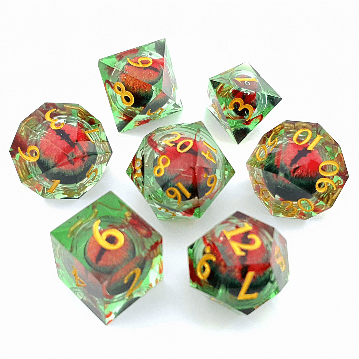 Eye of Curses | Moving Eye Dice | 7 Piece Set - Tabletop Dominion - We Print Miniatures