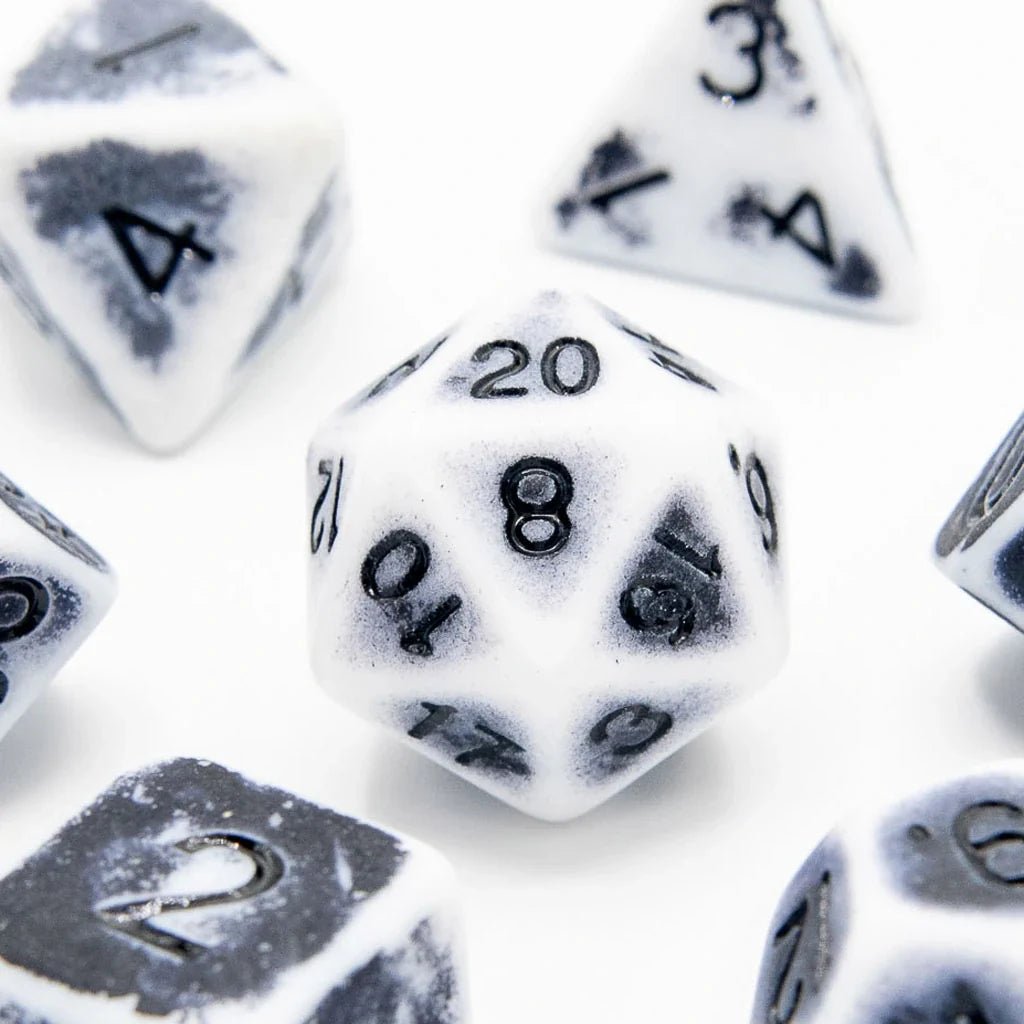 Faded Glory Grey | Acrylic Dice | 7 Piece Set - Tabletop Dominion - We Print Miniatures