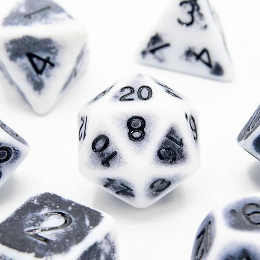 Faded Glory Grey | Acrylic Dice | 7 Piece Set - Tabletop Dominion - We Print Miniatures