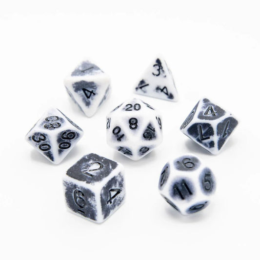 Faded Glory Grey | Acrylic Dice | 7 Piece Set - Tabletop Dominion - We Print Miniatures