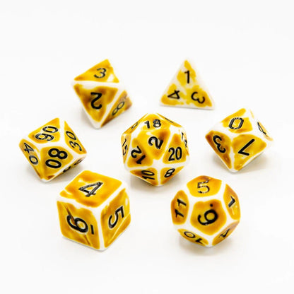 Faded Glory Yellow | Acrylic Dice | 7 Piece Set - Tabletop Dominion - We Print Miniatures