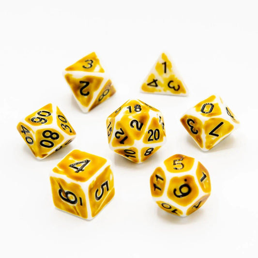 Faded Glory Yellow | Acrylic Dice | 7 Piece Set - Tabletop Dominion - We Print Miniatures