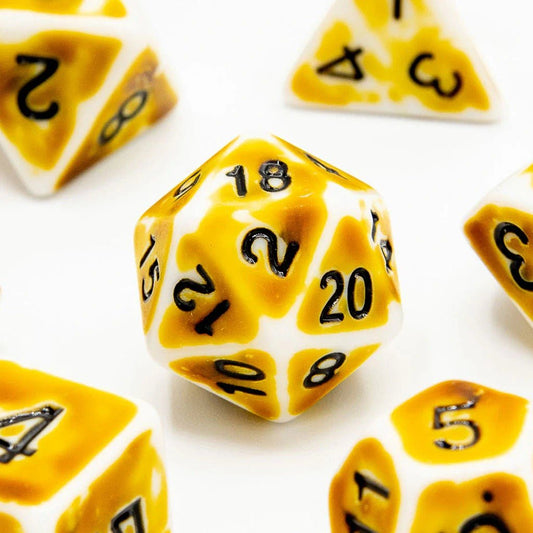 Faded Glory Yellow | Acrylic Dice | 7 Piece Set - Tabletop Dominion - We Print Miniatures
