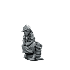 Fae Cook Helper Miniature Seated Village Girl - CastNPlay - We Print Miniatures