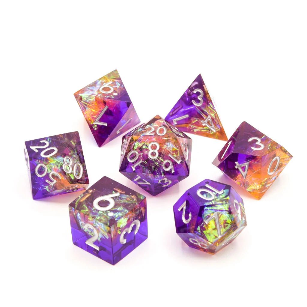 Fae Fire | Sharp Edge Dice | 7 Piece Set - Tabletop Dominion - We Print Miniatures