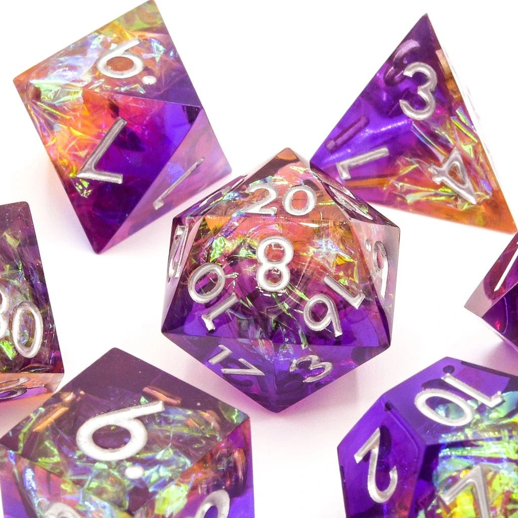 Fae Fire | Sharp Edge Dice | 7 Piece Set - Tabletop Dominion - We Print Miniatures