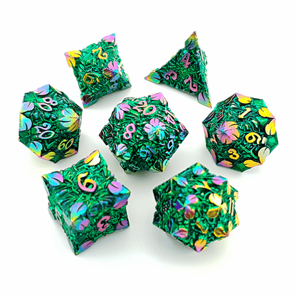 Fae Flora | Solid Metal Dice | 7 Piece Set - Tabletop Dominion - We Print Miniatures