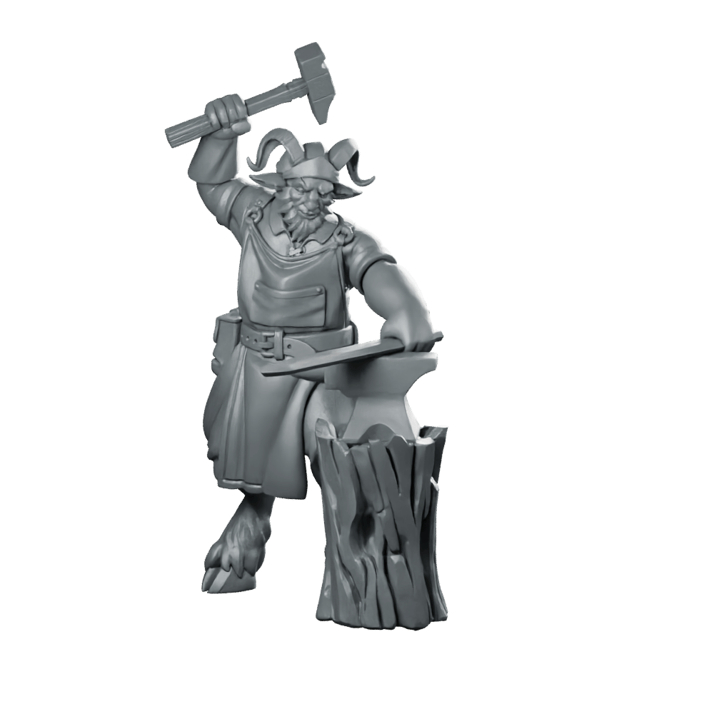 Fae Realm Shop Keeper Miniature Satyr Blacksmith - CastNPlay - We Print Miniatures