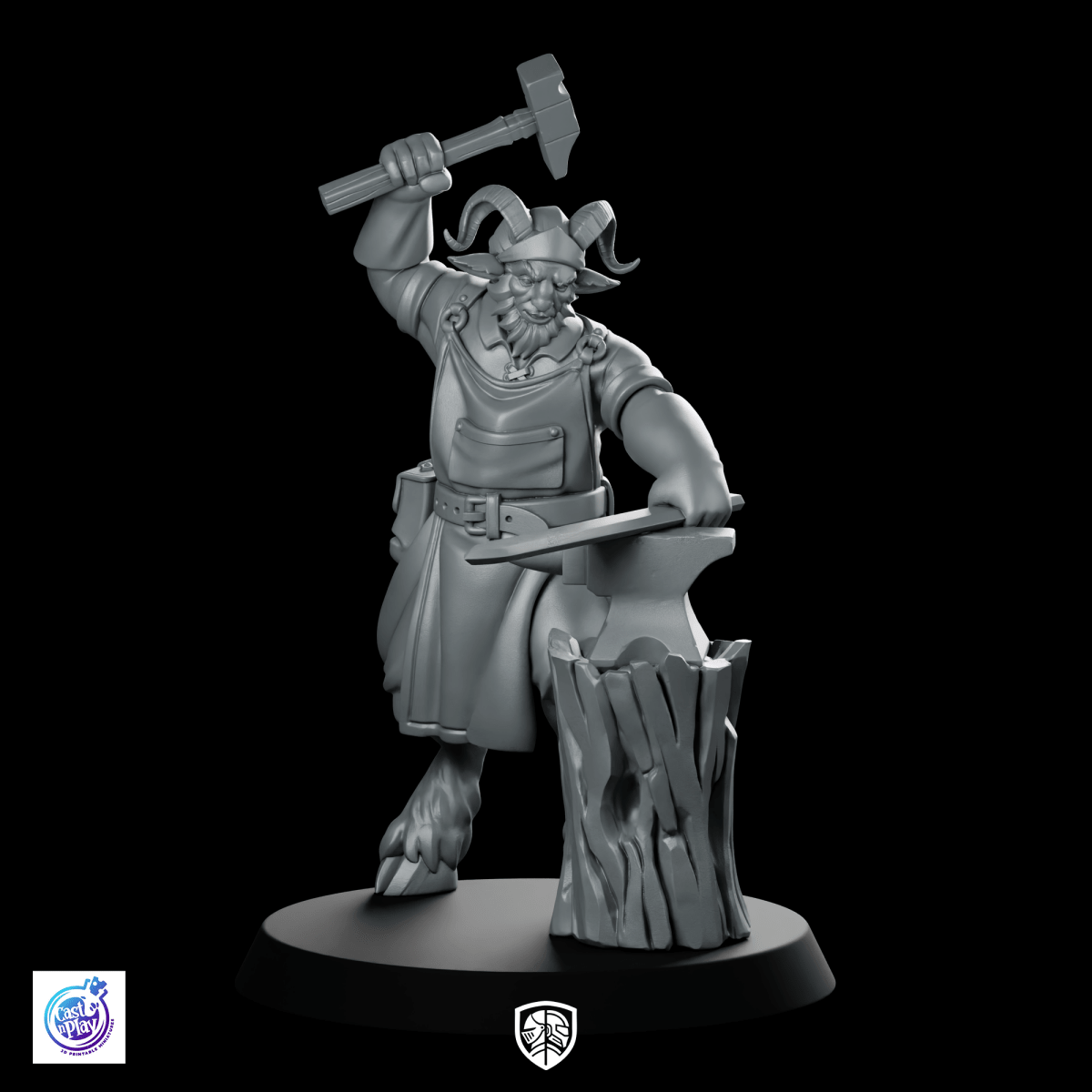 Fae Realm Shop Keeper Miniature Satyr Blacksmith - CastNPlay - We Print Miniatures