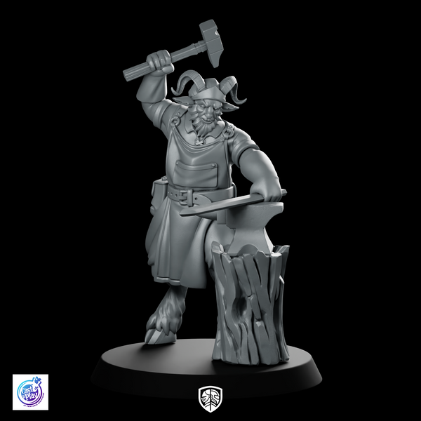 Fae Realm Shop Keeper Miniature Satyr Blacksmith