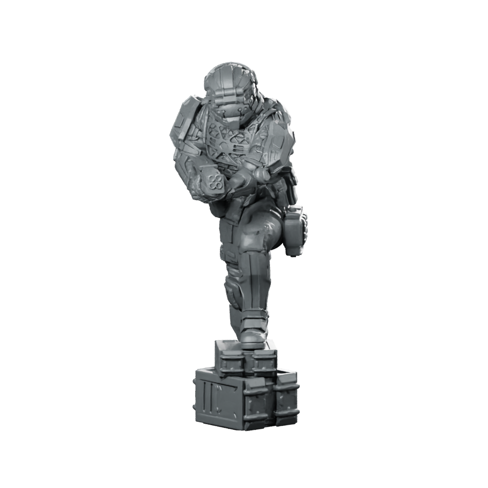 Falcon Cyberpunk Miniature Armoured Rifleman Sci-Fi Operative Miniature 360 Spin 01