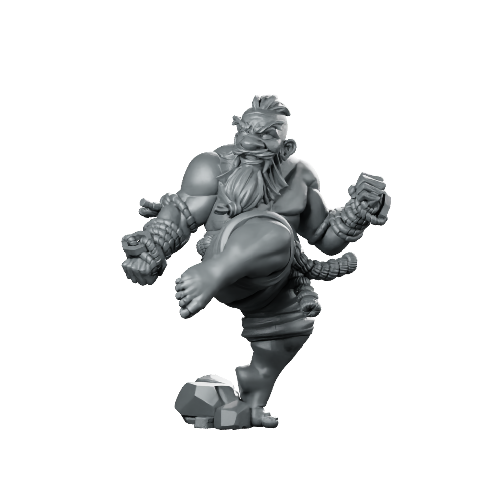 Faldur Ironbrow Miniature Fantasy Monk Kicker Brawler Miniature 360 Spin 01