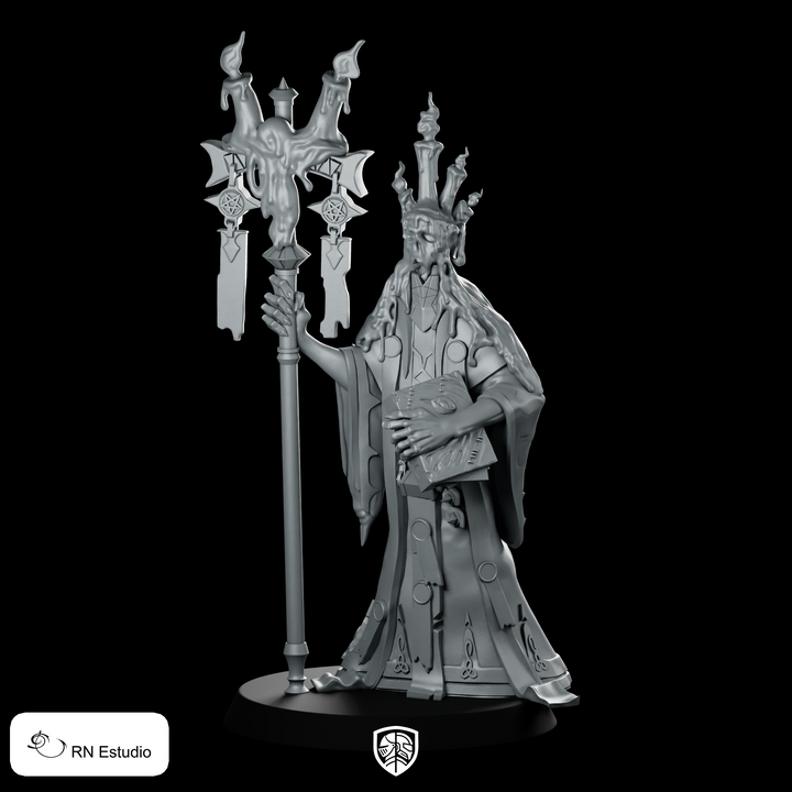 False Priest Miniature Deceptive Villain Cleric Tome Staff