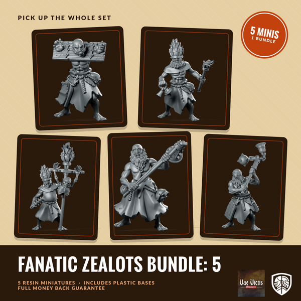 Fanatic Zealots Bundle: 5 Fantasy Resin Miniatures