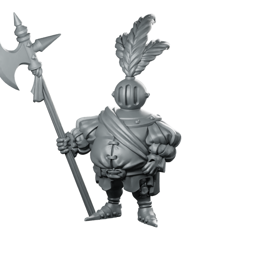 Fancy Knight Miniature Plumed Helmet Halberd Warrior Miniature 360 Spin 01
