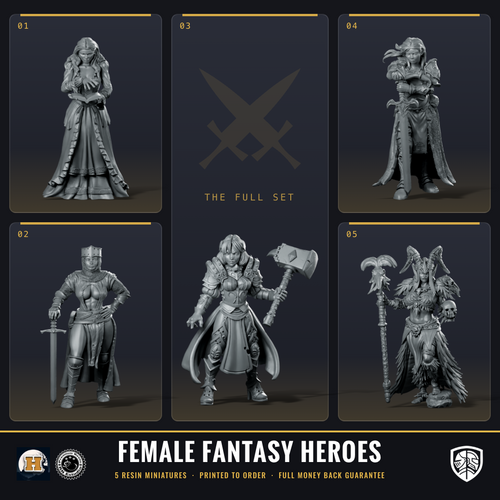 Fantasy Adventuring Party Bundle: 5 Resin Miniatures
