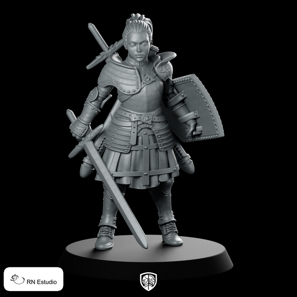 Fantasy Bela Warrior Miniature Dual-Sword Armored Hero
