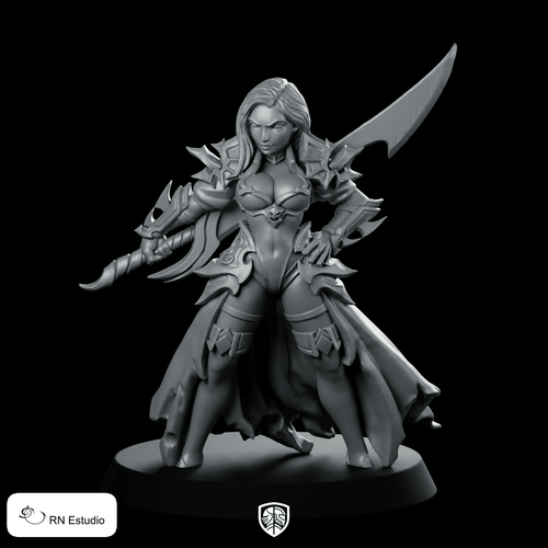 Fantasy Dalila Sword Miniature Female Warrior Scythe Hero - RN Estudio - We Print Miniatures