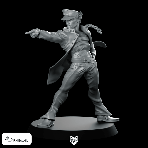 Fantasy Jotaro Jrpg Miniature Pointing Anime Hero - RN Estudio - We Print Miniatures