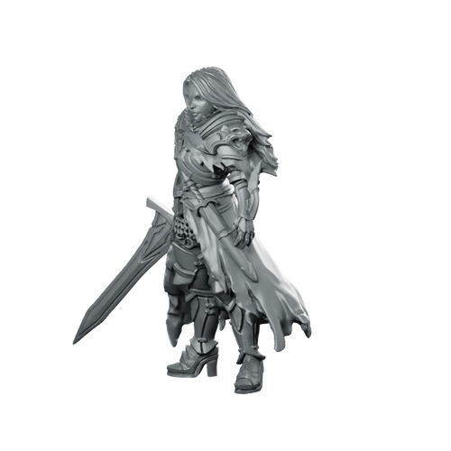 Fantasy Lydia the Lioness Miniature Female Warrior Sword Miniature 360 Spin 01