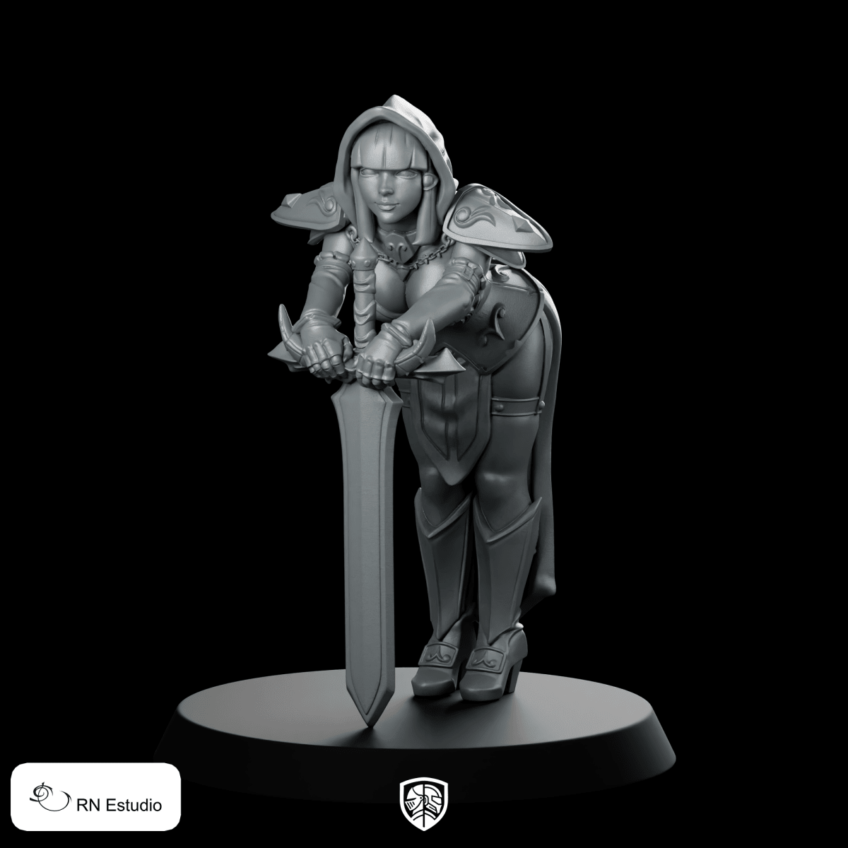 Fantasy Silencia Temptus Miniature Hooded Swordfighter Warrior Hero - RN Estudio - We Print Miniatures