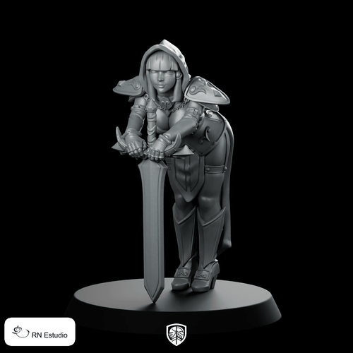 Fantasy Silencia Temptus Miniature Hooded Swordfighter Warrior Hero - RN Estudio - We Print Miniatures