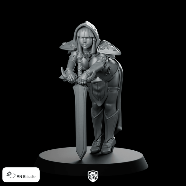 Fantasy Silencia Temptus Miniature Hooded Swordfighter Warrior Hero - RN Estudio - We Print Miniatures