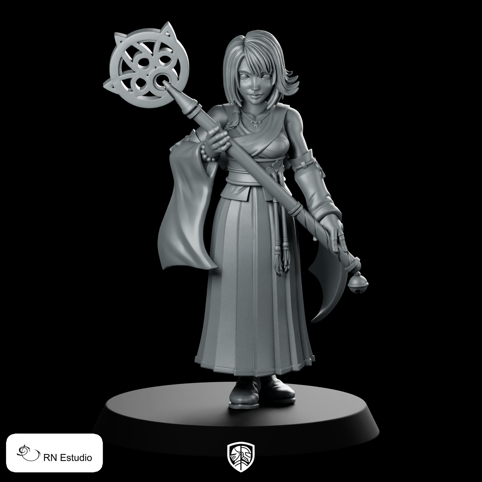 Fantasy Sorceress Lioona Mage Miniature Staff-Wielding Wizard