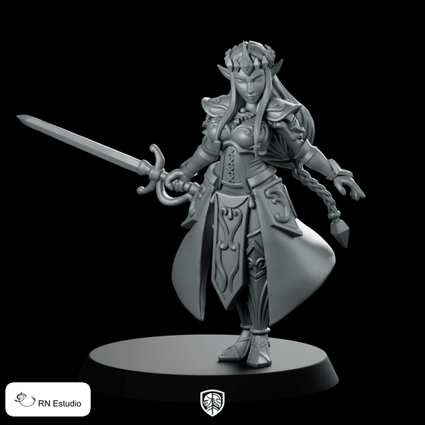 Fantasy Zalidra Elven Princess Miniature Royal Swordswoman Hero - RN Estudio - We Print Miniatures