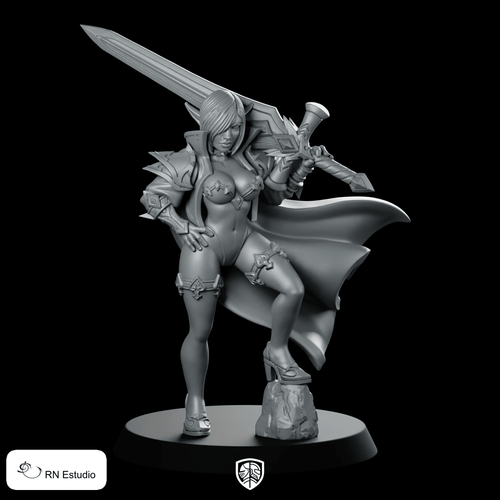 Fantasy Zeeras Slayer Miniature Female Warrior Greatsword Hero - RN Estudio - We Print Miniatures