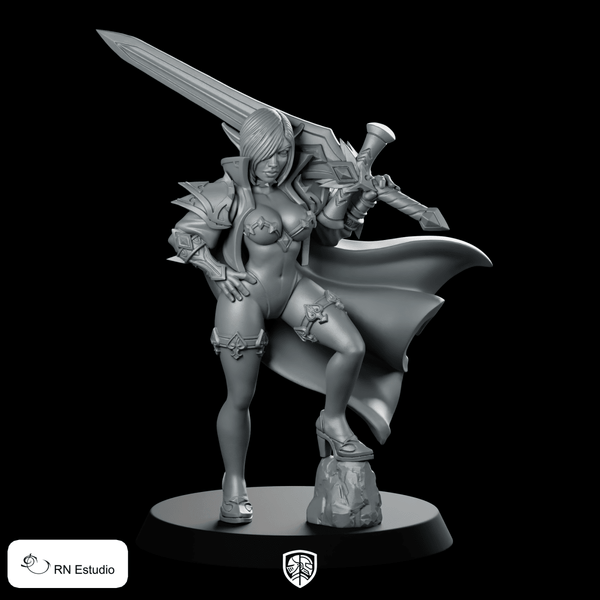 Fantasy Zeeras Slayer Miniature Female Warrior Greatsword Hero - RN Estudio - We Print Miniatures
