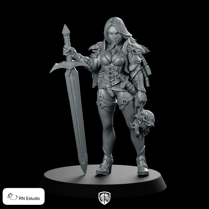 Fantasy Zirila Orc Slayer Miniature Female Warrior Sword