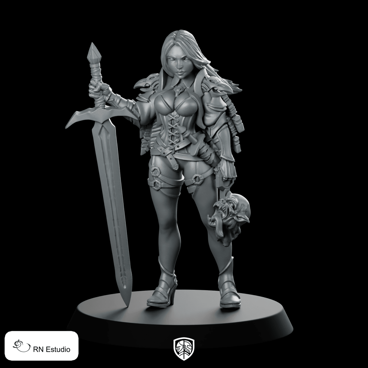 Fantasy Zirila Orc Slayer Miniature Female Warrior Sword - RN Estudio - We Print Miniatures