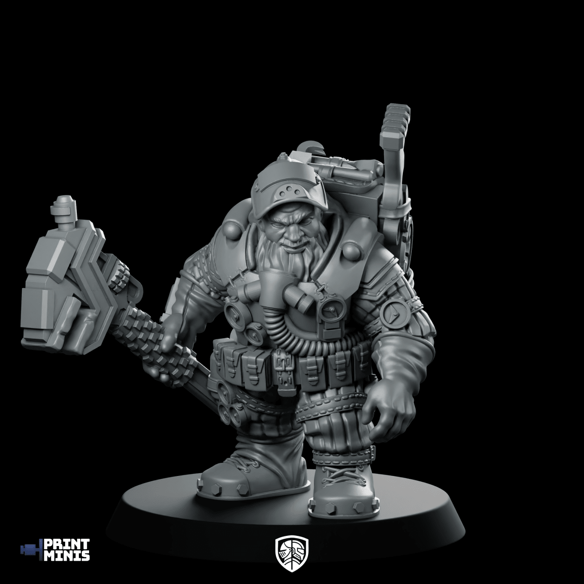 Farbek Dwarf Navigator Miniature Armoured Dwarf Engineer - Print Minis - We Print Miniatures