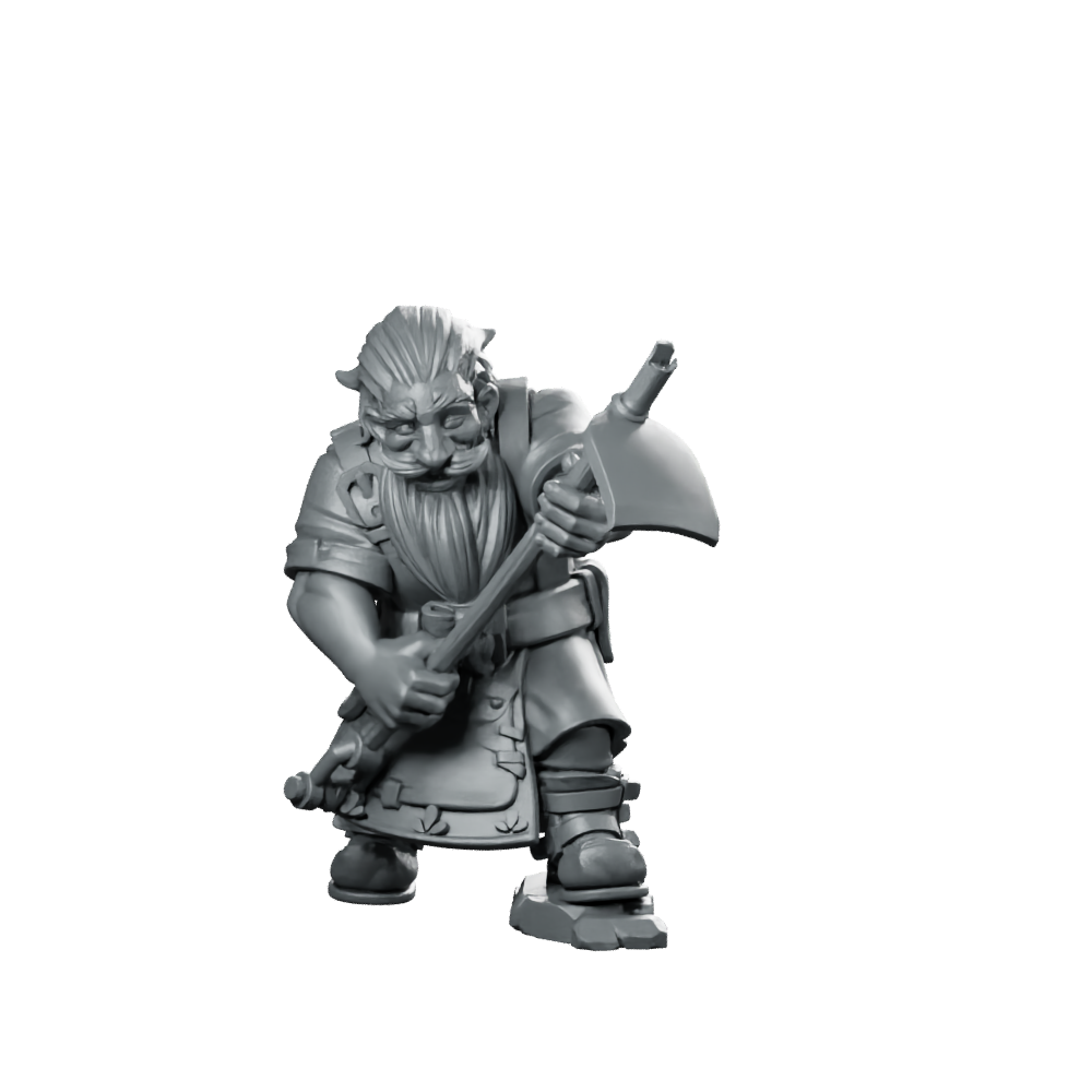 Farmer Otteren Male Holding Hoe Miniature Grumpy Dwarf Miniature 360 Spin 01