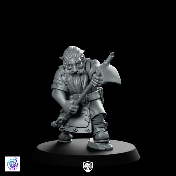 Farmer Otteren Male Holding Hoe Miniature Grumpy Dwarf