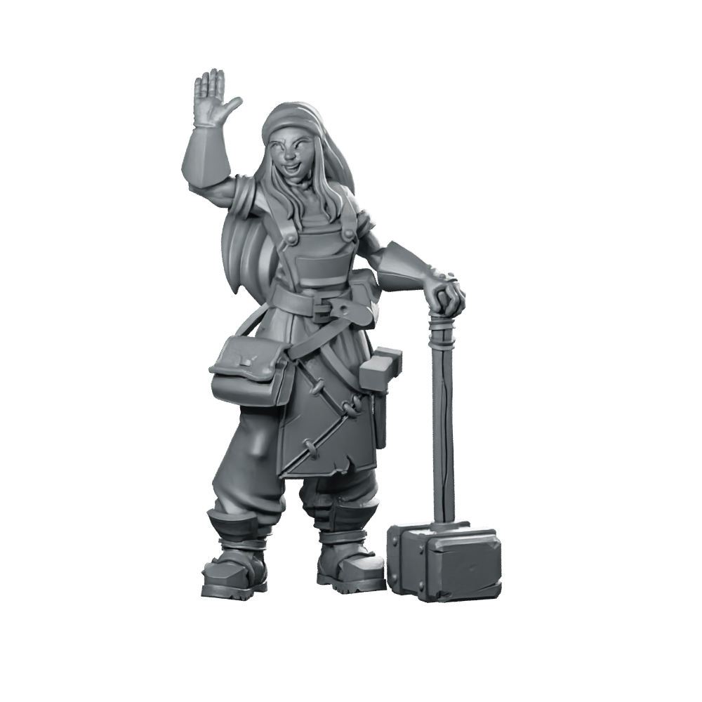 Felder Red Warm Welcome Miniature Rogue Mallet Townsfolk Miniature 360 Spin 01