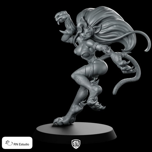 Felicia Miniature Feline Clawed Heroine Fantasy Resin
